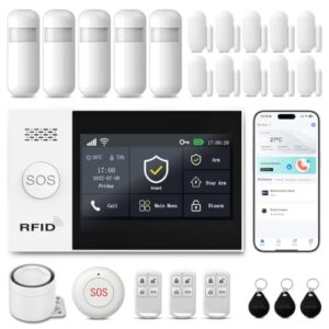 24Pcs WiFi+4G Home Alarm System DIY Kit with 4.3in Touch Screen Hub