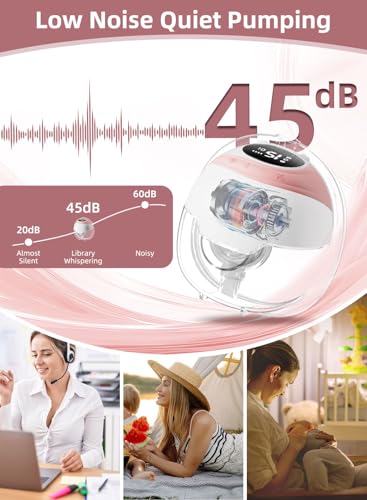 Pink Free Breast Pump with 5 flange sizes