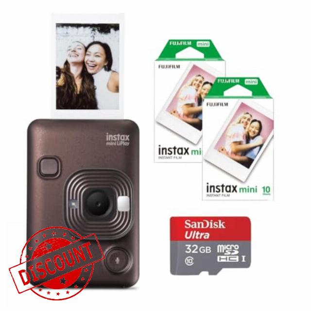 Fujifilm INSTAX Mini LIPLAY Hybrid Instant Camera (Deep Bronze Starter Bundle)