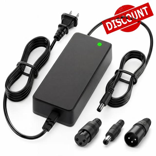 58.8V 2A Lithium Battery Charger with 3-in-1 Connector for 52V Lithium-Ion Battery Packs
