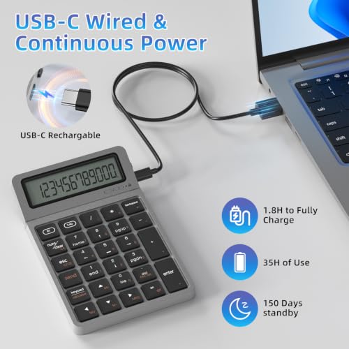 USB C Rechargeable Numpad for Laptop