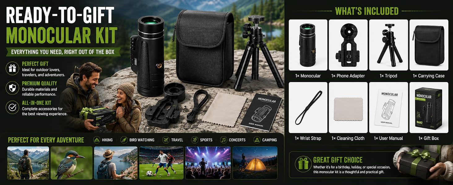 ready-to-gift monocular kit everything you need, right out of the box
