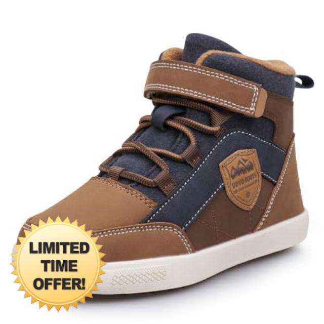 Boys Snow Fashion Boots Winter Waterproof Slip Resistant Outdoor Ankle Walking Sports Shoes (Toddler/Little Kid/Big Kid)