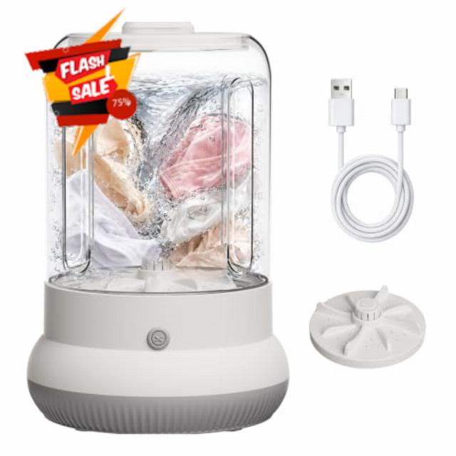 Mini Washing Maching，Rechargeable Small Underwear Washer（White）                                                          Portable Personal Laundry Washer for Socks
