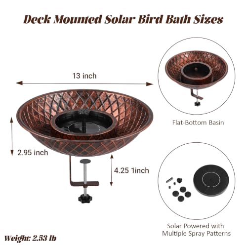 Vintage Solar Powered Bird Bath for Outdoors Patio Deco