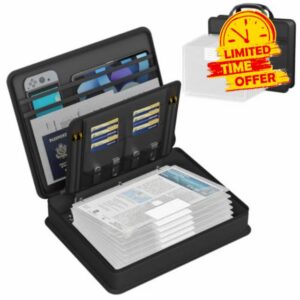 JOOFIRE Fireproof File Organizer with Lock&10 Pack Clear Binder Pockets                                                          Important Document Organizer