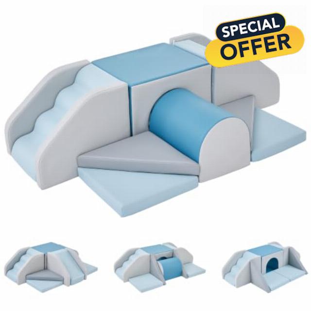 TODIBY Foam Climbing Blocks for Toddlers (12-Piece Set) | Indoor Climbing Toys with Slide & Stairs | Soft Arch Crawl & Climb Play Set | PU Leather Easy-Clean Foam Blocks | Safe Active Play for Kids