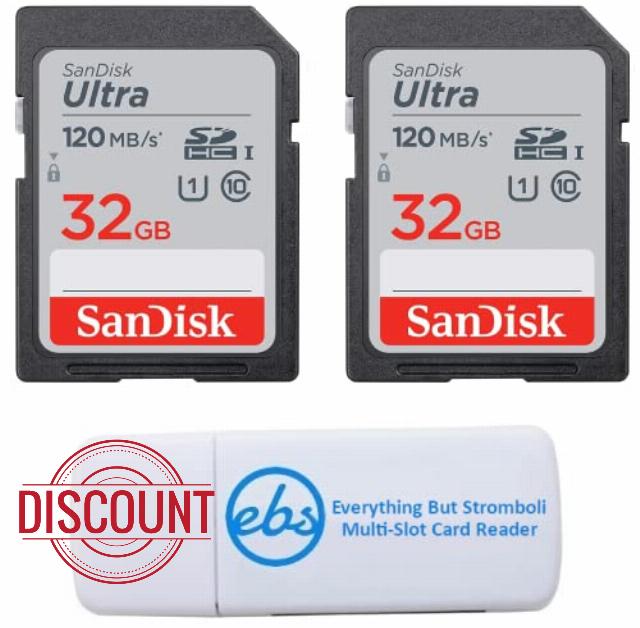 SanDisk UHS-I Ultra Class 10 32GB Memory Card 2 Pack SDSDUN4-032G-GN6IN                                                          Compatible with Digital Cameras and Trail Cameras