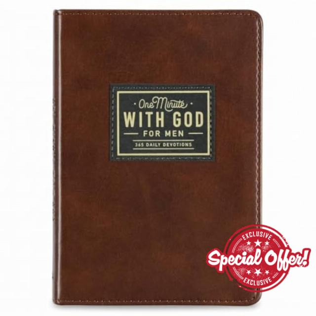One Minute with God for Men 365 Devotions Faux Leather Flexcover (1)                                                          365-Day Daily Prayer Brown Notebook