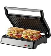 Panini Press Grill, 1000W Sandwich Maker with Non-Stick Coated Plates, Opens 180 Degrees for Any ...