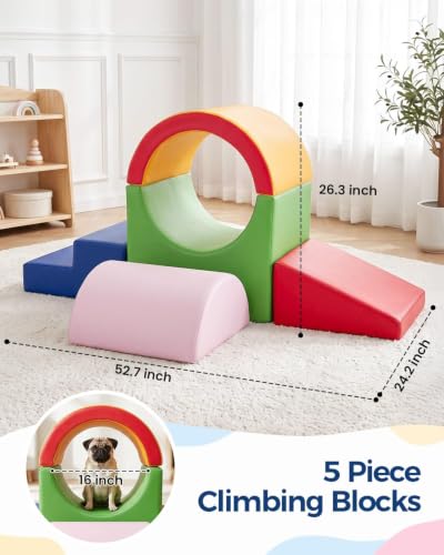 PU Leather Soft Play Set 5-in-1 Indoor Climbing Toys for Toddlers 1-3
