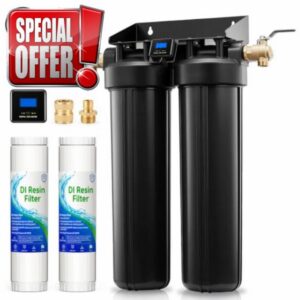2-Stage Spot Free Car Wash DI Water Filter System with Copper Bypass Valve                                                          20x4.5 inch housings