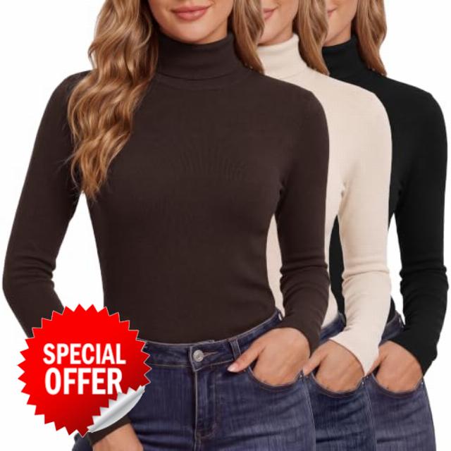 GAYHAY 3 Pack Turtleneck Tops for Women