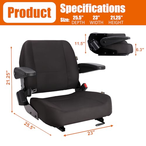Fold Down Tractor Seat with Adjustment Armrest