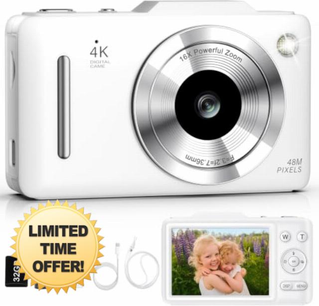 Digital Camera 4K Autofocus Vlogging Camera for Photography with 16X Zoom Anti Shake