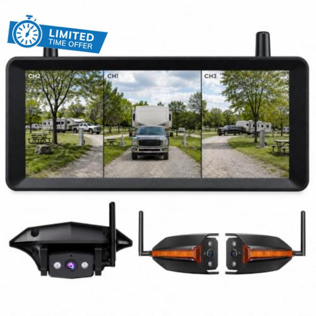 AUTO-VOX Wireless RV Backup Camera System with Rear & Side Cameras                                                          30-Min Plug and Play Install