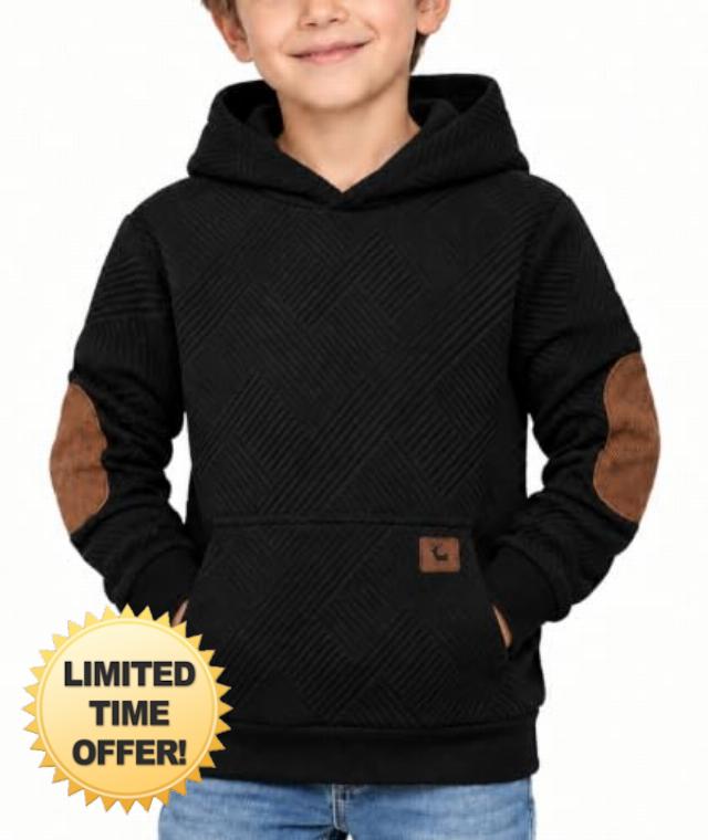 ZITY Boys Textured Pullover Hoodie Long Sleeve Sweatshirts 6-15 Years                                                          Lightweight