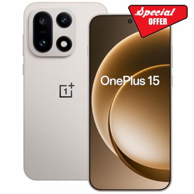 OnePlus 15 Dual-SIM 512GB ROM + 16GB RAM (GSM Only | No CDMA) Factory Unlocked 5G Smartphone (Sand Storm) - International Version (Renewed)