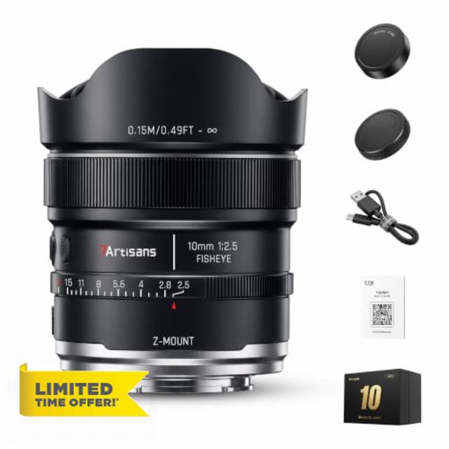 7Artisans AutoFocus 10mm F2.5 Fisheye Ultra Wide Angle Lens Full Frame Prime Lens