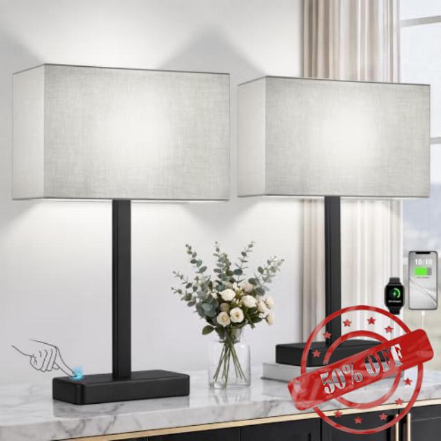 Touch Lamps for Nightstand Set of 2
