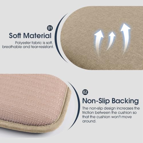 Khaki Dining Chair Pads with Fixed Straps