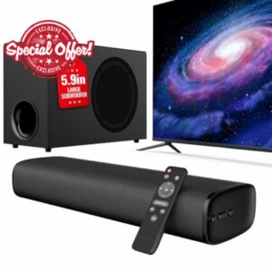 ibeadio Upgraded 110W Sound Bar for TV with 5.9" Powerful Subwoofer                                                          2.1 CH Surround Sound System