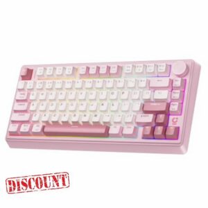 wegear 75% Compact Mechanical Keyboard with Knob for PC/Mac/Laptop-Pink                                                          Hot-Swappable Linear Switch