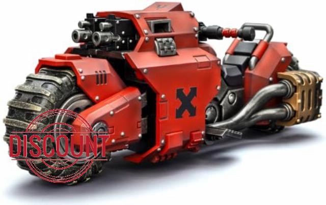 JOYTOY Warhammer 40K Blood Angels Raider-Pattern Combat Bike JT03752                                                          High-speed Assault Vehicle Featuring Dual Mounted Weapon System and Dynamic Display Presence.