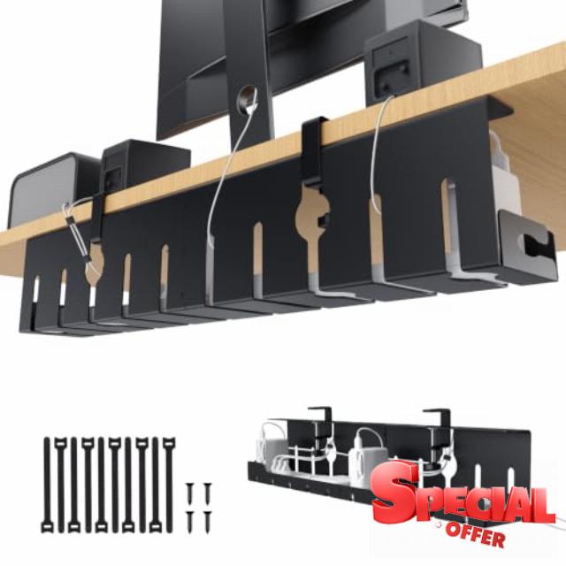 KEEGH Under Desk Cable Management Tray 32 in