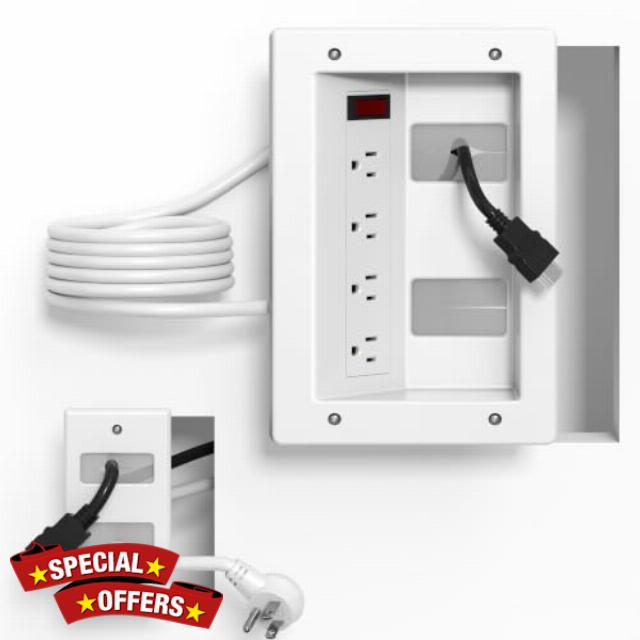 In Wall Cable Management Kit with Recessed Outlet Box