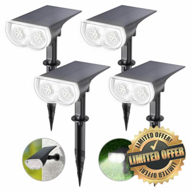 Linkind Solar Lights Outdoor Waterproof Landscape Spotlight Daylight 4 Pack                                                          Non-smart