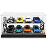 1/64 Scale Cars Display Case: Toy Car Parking Garage with LED Light Compatible with Hot Wheels, F...