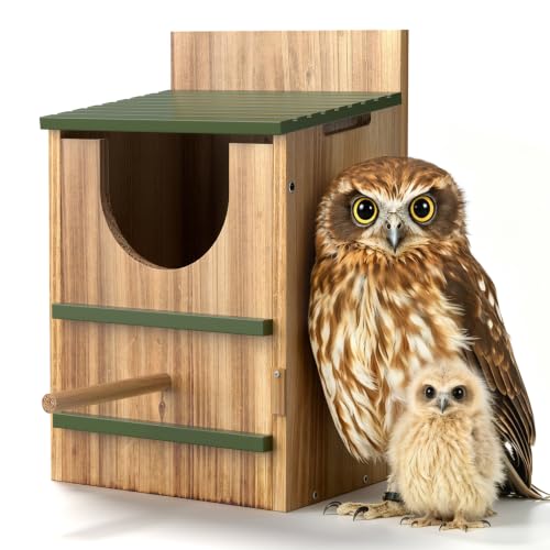 Large Cedar Nesting Box Bird House for Screech Owl