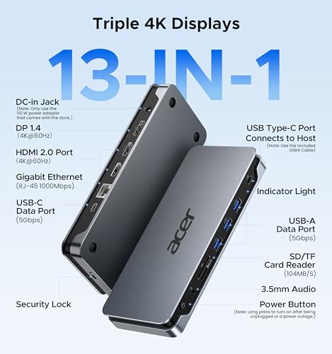 USB-C 3 Display Docking (2 HDMI+1 DP) 100W Laptop Charging