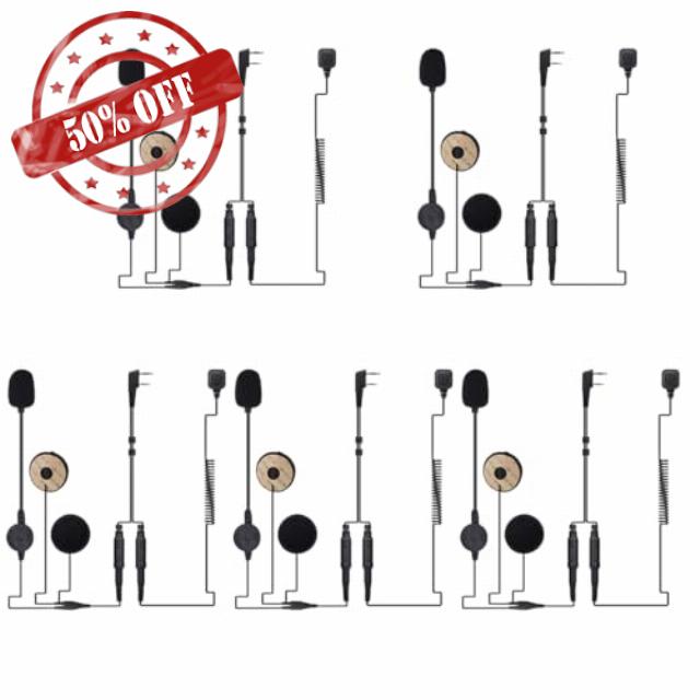 BAOFENG 5PCS Rugged Radio Helmet Headset with Mic Microphone 2 PIN PTT BF-F8HP Pro UV-5R Mini AR-5RM UV-21R UV32 DM32 Two Way Radio Walkie Talkies