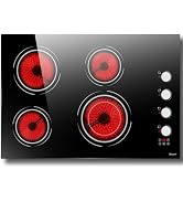 Disaenvir 30 Inch Electric Cooktop - 9000W Powerful 5 Burner Electric Stovetop, 220V Built-in Cer...