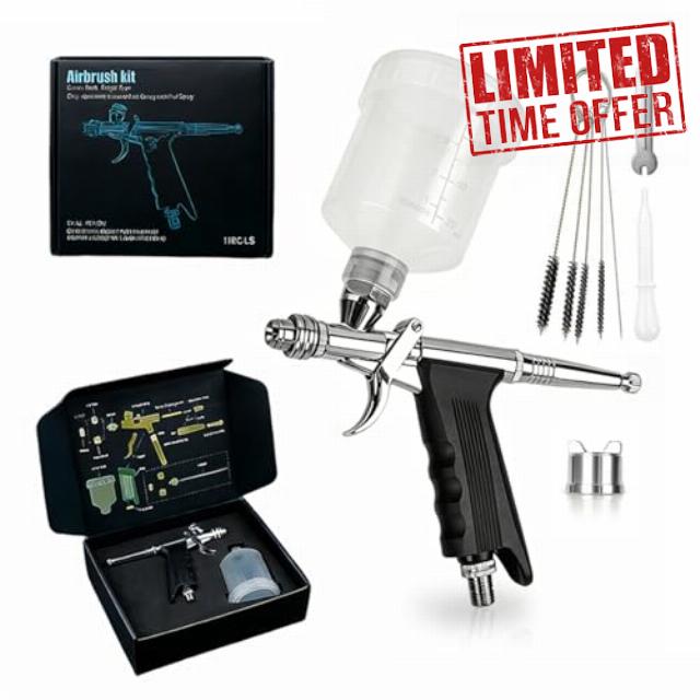 COLOR PEAK Dual Fan Gravity Feed Spray Brush Set for Art Modeling Crafts