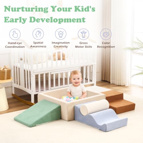 Soft Play Set Indoor Playground for Crawling Sliding(Balls Not Included)