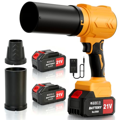 Yard                                                          2 x 4.0Ah Battery Powered Turbo Blower Handheld Lightweight Air Blower with 2 Extended Nozzle for Snow