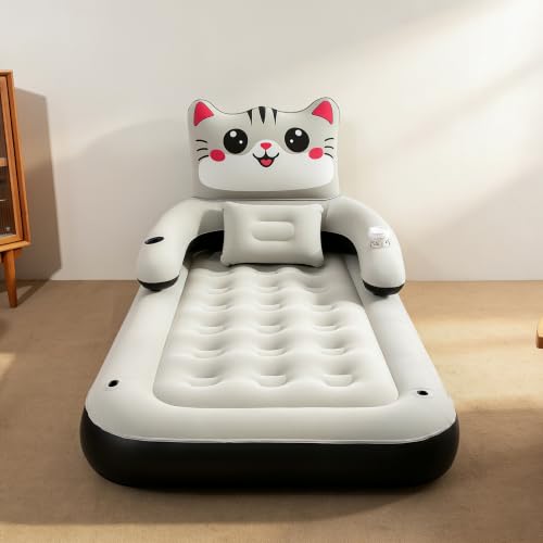 Pillow and Cup Holder-Cute Photo Props Portable Inflatable Air Sofa Bed for Indoor and Outdoor Use