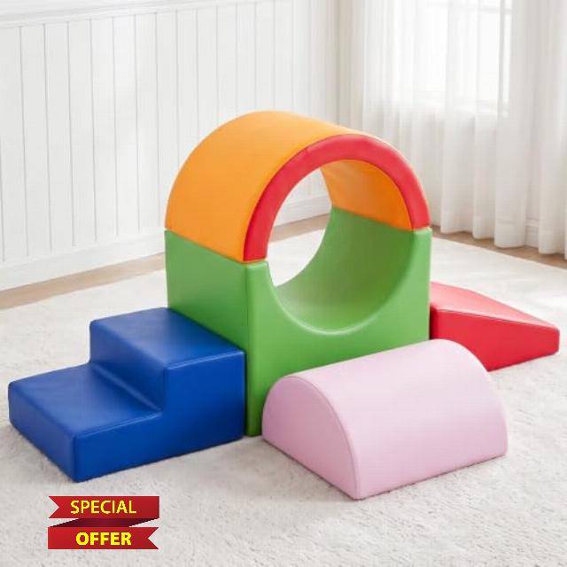 Foam Climbing Blocks with Crawling Tunnel Climber
