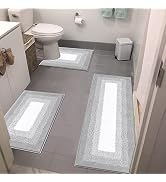 Bsmathom Bathroom Rugs Sets 4 Piece, Soft Absorbent Microfiber Bath Rugs with U-Shaped Contour To...