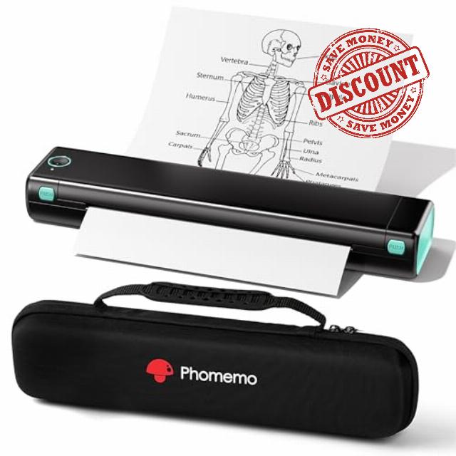 Phomemo M08F Inkless Thermal Portable Printer with Case - 8.5 x 11
