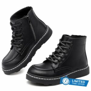 Boys Girls Snow Boots Winter Work Ankle Boots Side Zipper for Little/Big Kid