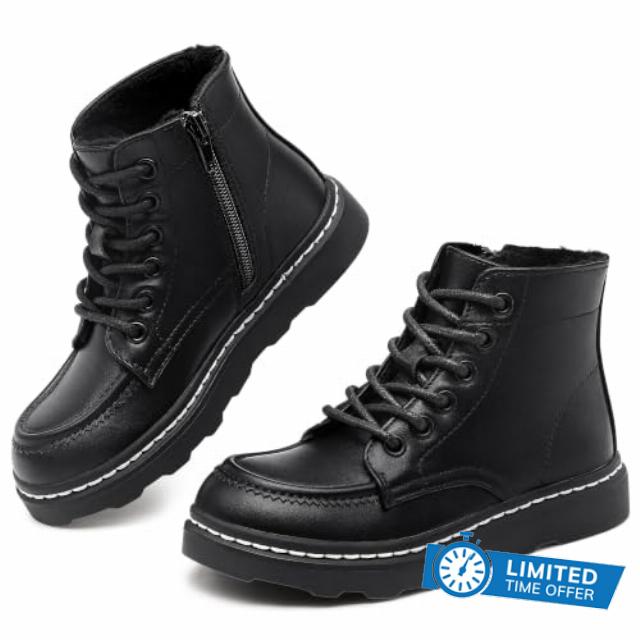 Boys Girls Snow Boots Winter Work Ankle Boots Side Zipper for Little/Big Kid