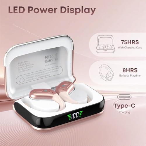 Running Headphones 75Hrs Playtime Ear Buds with LED Power Display