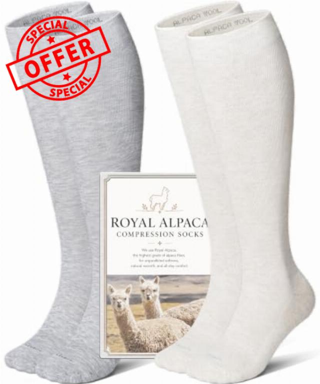 LEVSOX Alpaca Compression Socks for Women Men 15-20 mmHg Support Socks                                                          Knee High Graduated Compression for Flying