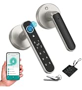HEI LIANG Smart Door Lock Knob,Fingerprint Keyless Entry,Matte Black | Fingerprint smart door loc...