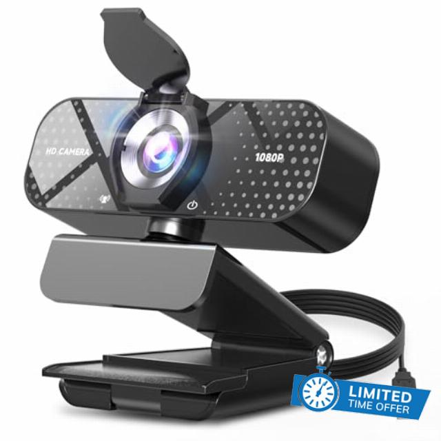 TRAUSI 1080P FHD Webcam with Noise-Canceling Mic