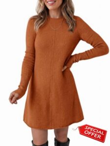 Saodimallsu Womens Long Sleeve Sweater Mini Dress Fall Knit Short Dresses                                                          2026 Fall Winter